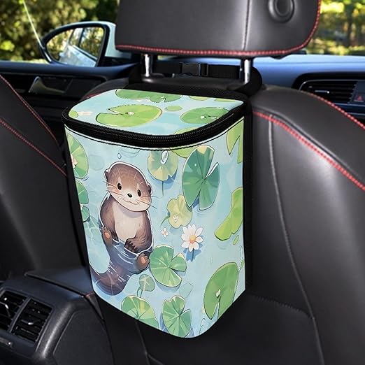 Cute Otter Shaped Hanging Car Trash Can, Suitable for Rear Seats and Behind The Center Console