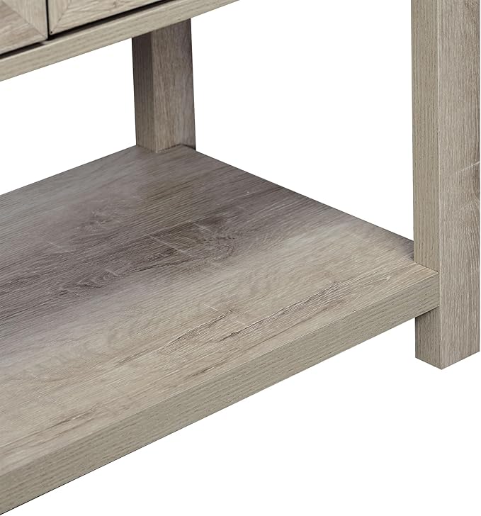 HOMCOM Farmhouse Double Door Coffee Bar Cabinet, Console Table, Sideboard Buffet Cabinet with Bottom Shelf for Entryway, Living Room, Washed-Out Gray