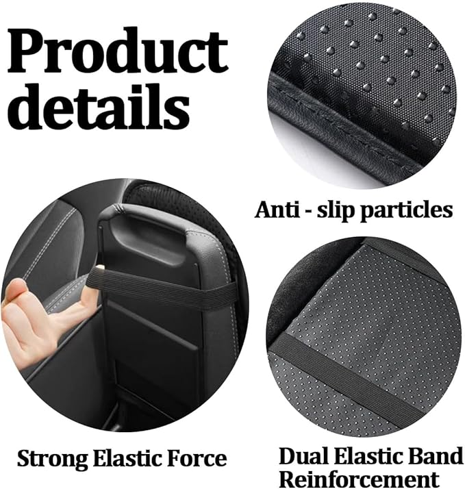 Car Center Console Cushion Pad, Comfortable PU Leather Vehicle Armrest Seat Box Cover, Waterproof Automotive Interior Arm Rest Protector Accessories, Universal Fit (Black/Gray)