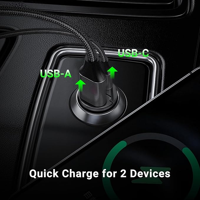 CMARS 125W (PD65W+QC60W) Car Charger USB C/A Plug Outlet, 12-24 Volt Dual Port Fast Charge, Cigarette Lighter Adapter for iPhone 17/16/15/14/13/12/Pro/Max, MacBook/iPad/Samsung/Other Android Devices