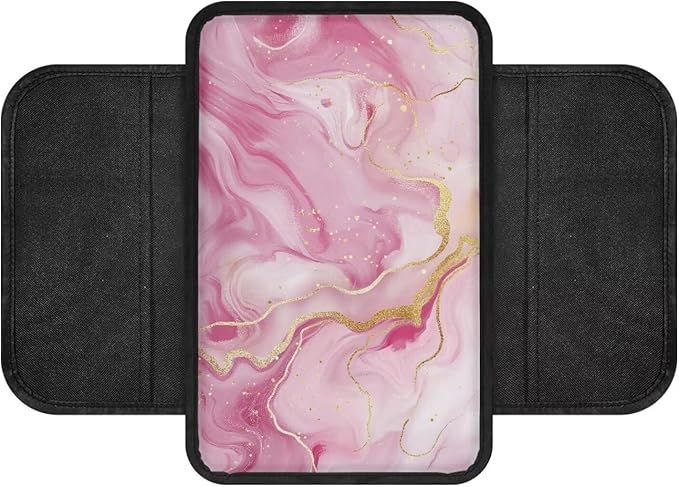 Dreaweet Car Center Console Cover Pink Marble Print Car Armrest Cover Center Console Covers with 2 Storage Pockets,Soft Comfortable Car Arm Rest Cover Pad for Women
