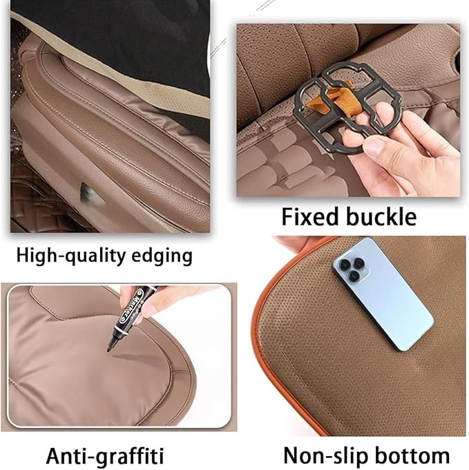 Skin-Friendly Leather Seat Cushions, Universal Non-Slip Breathable Car Seat Cushions, Memory Foam Seat Pad for Car, Office Or Home Chair(White)