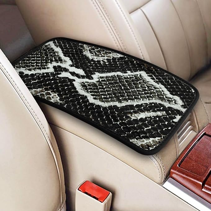 Snake Skin Reptile Auto Center Console Pad Car Armrest Seat Box Cover Protector Universal Fit Car Decor Handrail Box Arm Rest Cushion Lid