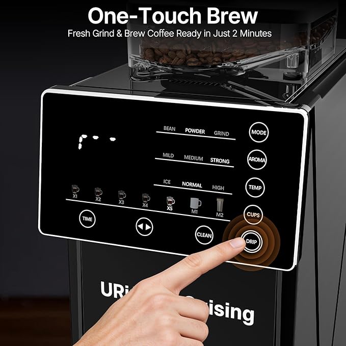 Coffee Maker with Grinder, 22OZ Drip Coffee Maker with Glass Carafe and Removable Filter, Programmable Hot and Cold Bean to Cup Coffee Machine with Timer, Auto Shut Off