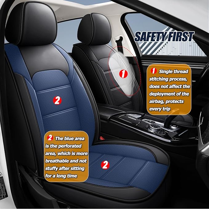 2pcs Universal Black Front Seat Covers Fit for Cars SUV Sedan, Back Support, Car Seat Covers Front Seats Fit Honda Accord, Toyota Corolla Waterproof Full Set Leather 2016 2015 2021 2020 2024