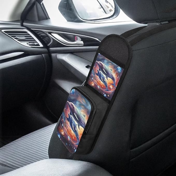 Dolphin Planet Car Seat Side Organizer Car Seat Side Storage Hanging Bag, Car Organizers and Storage Front Seat Multi-Pocket Auto Seat Storage Bag for Mobile Phone, Wallet, Glasses