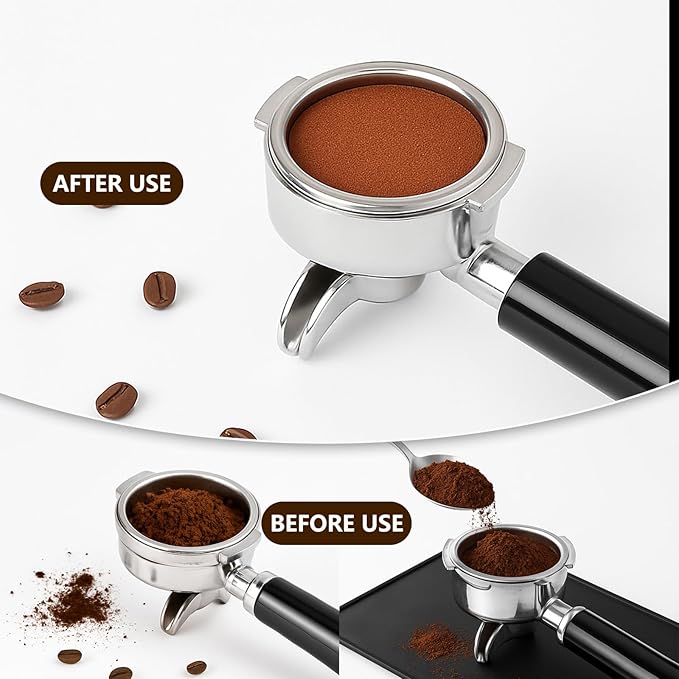 53.3mm Espresso Tamper for 54mm Portafilters, Coffee Hand Tamper with Weighted 304 Stainless Steel Flat Base & Ebony Wood Skull Handle, Espresso Tool for Home Baristas