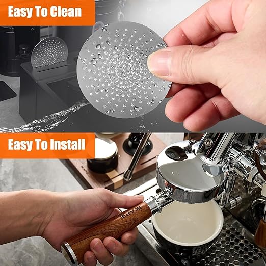 IKAPE Dosing Funnel Set Silver, 58mm Espresso Dosing Ring & Puck Screen Kit Compatible with 58 mm Bottomless Portafilter