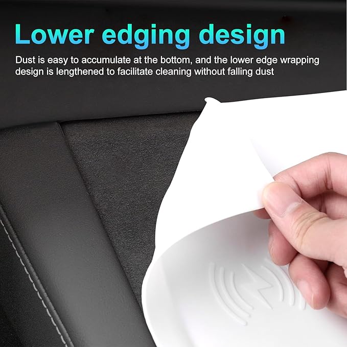 for 2024 Tesla Model 3 2025 Model Y Wireless Charging Anti-Slip Mat Silicone Protective Pad for Tesla Accessories (White)