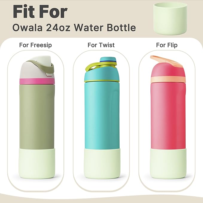 Silicone Boot for Owala 24 oz Water Bottle, Anti-Slip Protective Sleeve Bottom Cover for Owala Twist/FreeSip/Flip Stainless Steel Water Bottle (Mint)