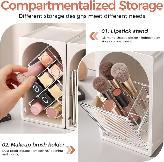 Modular Makeup Organizer, Clear Acrylic Cosmetic Storage Box with Drawer, Vanity Countertop Organizer for Makeup, Skincare and Beauty Accessories – Multiple Styles