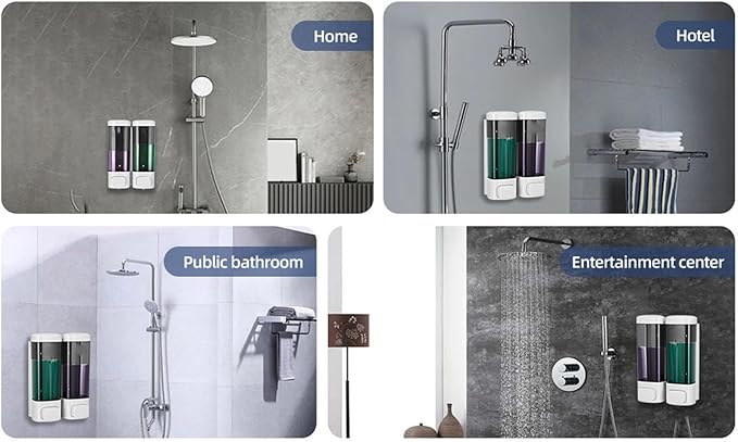 AUNMAS Double, Wall Mounted Manual Gel Hand Hand Pump Drip Proof for Home Kitchen Bathroom (White)