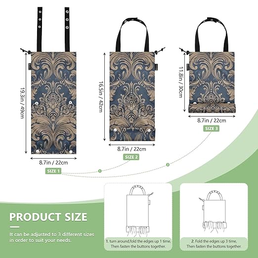 ALAZA Hanging Car Trash Bags Garbage Bag Trash Can for Back Seat Small Mideast Middle Eastern Washable Storage Bag Retractable 2 Pack