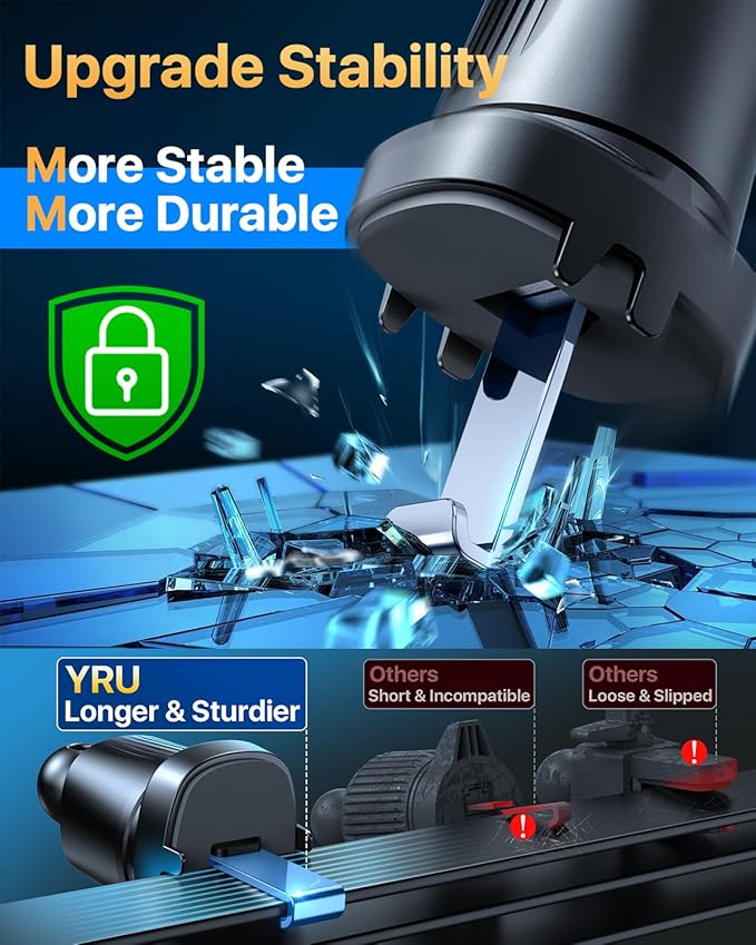 YRU [2026 Military-Grade] for Magsafe Car Mount 90+LBS Strong Suction 360° Adjustable Magnetic Phone Holder for Car Dashboard Windshield Vent, Cradle for iPhone 17 16 15 14 13 12 Samsung, Dark Blue