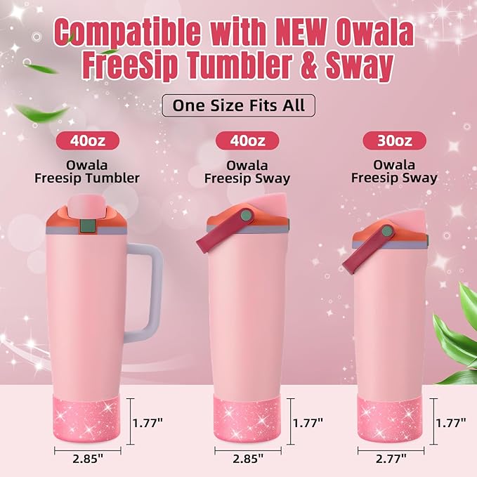 2PCS Silicone Boot Compatible with Owala 30oz & 40oz FreeSip Sway Bottles & Tumblers, Protective Anti-Slip Bottom Cover Sleeve for Freesip Sway Tumbler