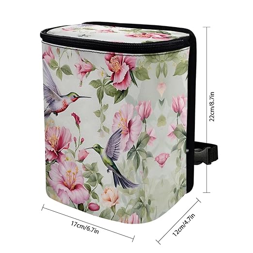 DISNIMO Hummingbird Floral Car Trash Can Easy-to-Install Car Accessory Interior, Western Aztec Leak-Proof Car Garbage Can Bin Organizer Storage Bag for the Back Seat of Any Cars, Sedans, SUVs & Trucks