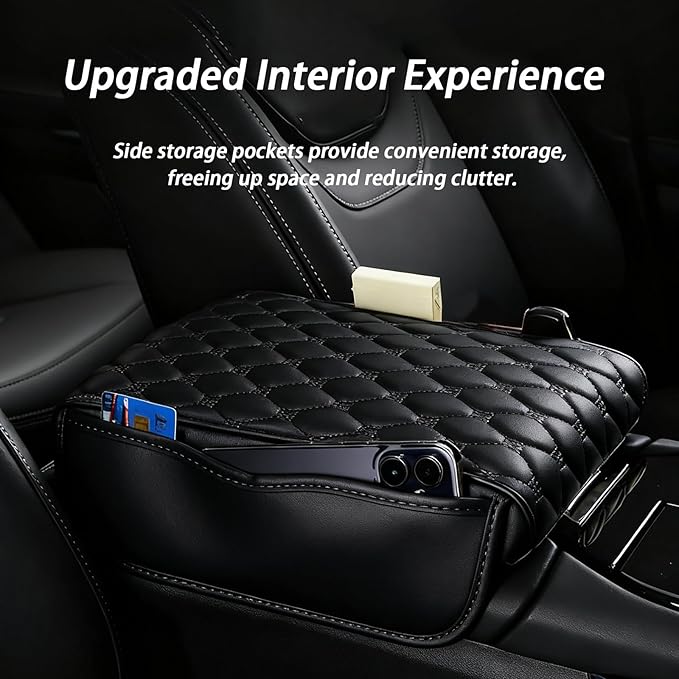 Car Center Console Cover for KIA Sorento (7seats) 2013-2014, Thick Armrest Cushion Pad with Side Storage Pockets, Center Console Protector, Arm Rest Cover for Cars, SUVs & Trucks