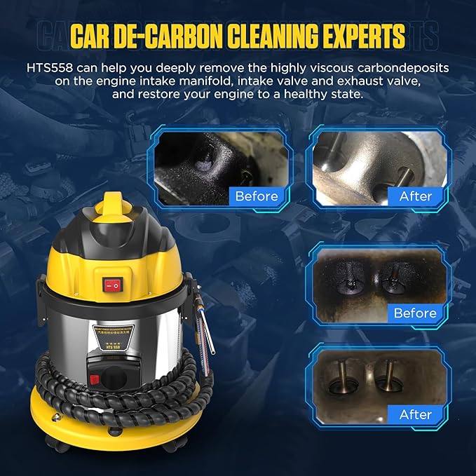 Walnut Blasting Kit for Carbon Cleaning, with 2KG Walnut Sand & 5 Pcs Adapters Automotive Engine System Intake Pipe Exhaust Valve Cleaning Machine, 1200W 110V/220V Carbon Remover