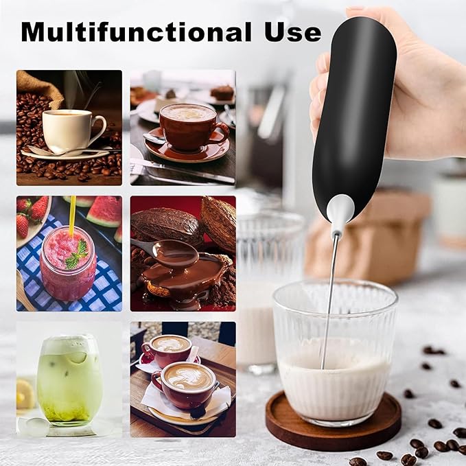 Milk Frother Rechargeable, Handheld Milk Frother, Electric Whisk Beater Foam Maker,USB Rechargeable Frother,Mini Drink Mixer and Coffee Blender Frother for Cappuccino,Frappe,Matcha,Hot Chocolate,Egg