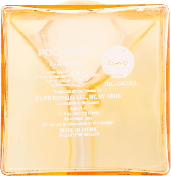 Silver Buffalo Sanrio Hello Kitty and Friends Featuring Pochacco Bananas Yellow Glass Milk Cup, 11.9 Ounces