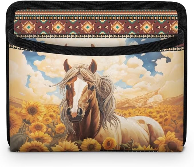 Aztec Horse Car Side Pocket Organizer, Seat Side Storage Bag, Universal Pouch for Auto Door Window Console Seat Backrest, Purse Card Phone Sunglasses Holder, Car Accessories