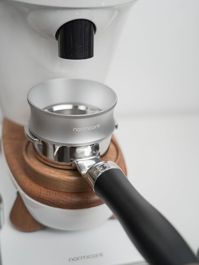Normcore 58mm Magnetic Dosing Funnel V2, Espresso Coffee Dosing Ring, 28mm Anodized Aluminum with 14 Neodymium Magnets Fits 58mm Portafilter, Silver