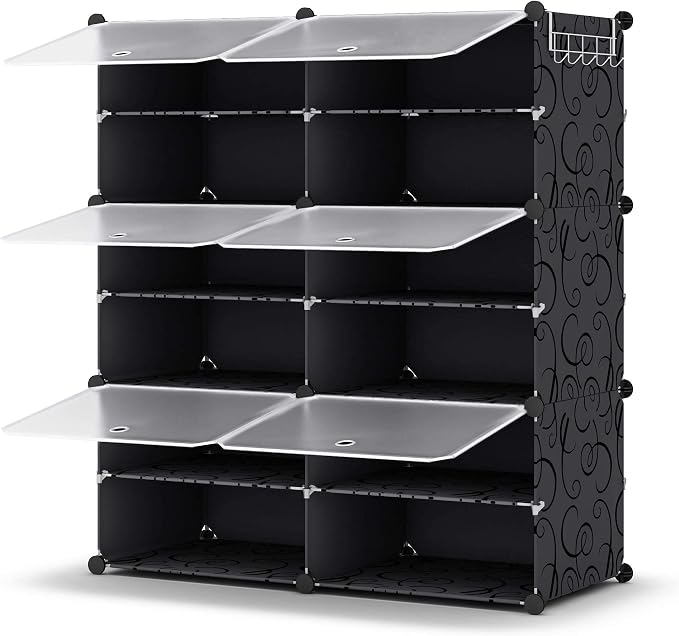 HOMIDEC Shoe Rack Organizer, 6 Tier Storage Cabinet 24 Pair Plastic Shoe Shelves for Closet Hallway Bedroom Entryway