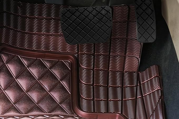 Universal Trim-to-Fit Car Floor Mats for Cars Trucks SUVs Rubber Non-Slip Waterproof All Weather Protection Floor Liner-Burgundy