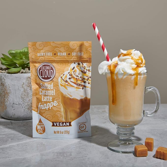 Coconut Cloud Frappe: Dairy-Free Salted Caramel Latte | Frozen Blended Iced Drink | Easy to Make, Enjoy your Favorite Coffee House Drink at Home (Vegan,Gluten-Free,Natural, Delicious, Creamy), Makes 6