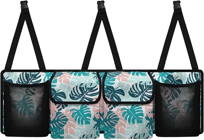 CLOHOMIN Palm Leaves Trunk Organizer for Car Women Men Car Organizer Backseat Hanging Storage Bag for SUV Vehicle Sedan Truck Foldable Auto Cargo Storage Organizer