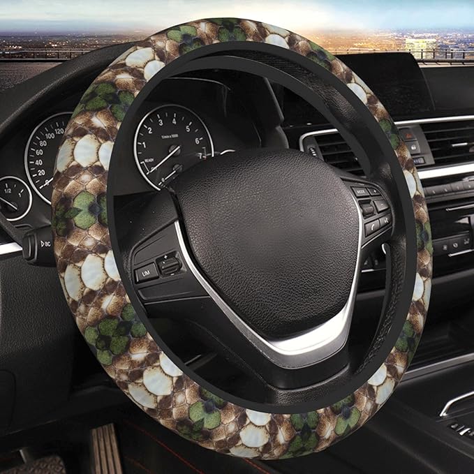 Snakeskins-Print Universal Fit Steering Wheel Cover for Car, Truck, and SUV, Durable Steering Wheel Protection
