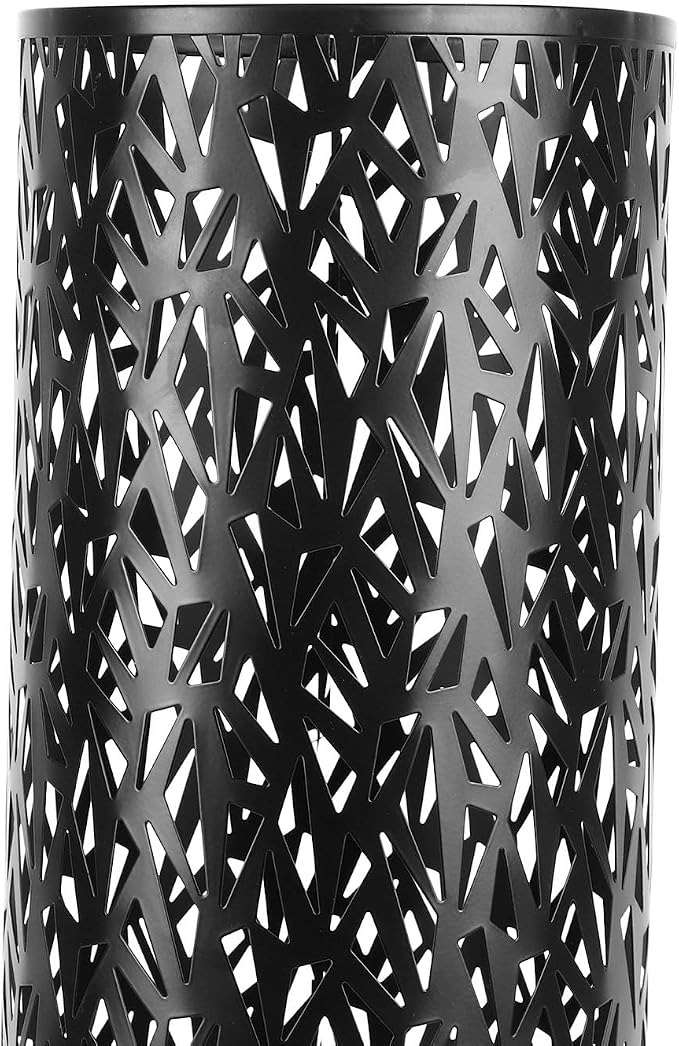 Metal Round Umbrella Stand Rack,Umbrella Holder Organizer Bin Hollowed Freestanding Canes Walking Sticks Holder for Entryway Home Hotel Office Decor (L)