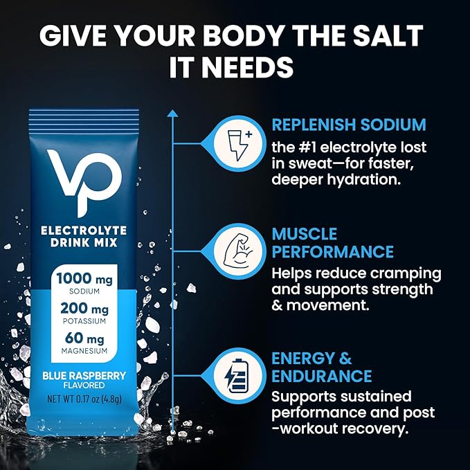 Venture Pal High Sodium Sugar Free Electrolytes Powder Packet, Zero Calories Hydration Packets with Vitamin, Sodium, Potassium & Magnesium, Electrolyte Drink Mix, Vegan, Keto Friendly, 30 Count