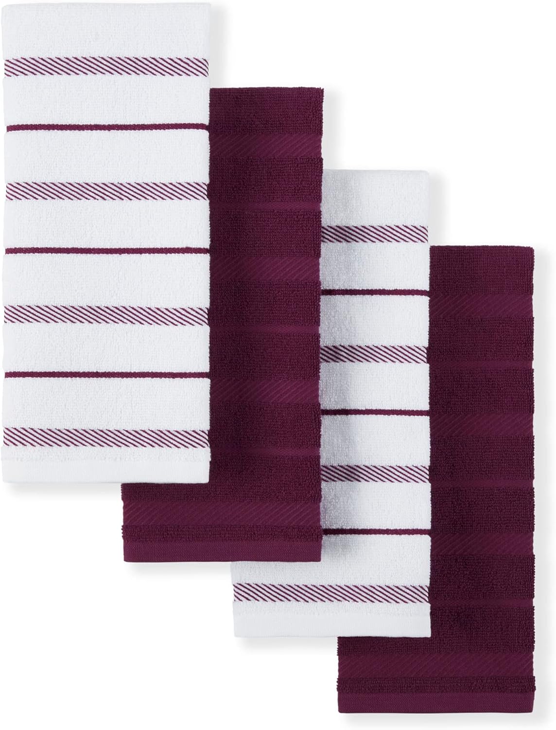 KitchenAid Albany Kitchen Towel 4-Pack Set, Milkshake Tan/White, 16"x26"
