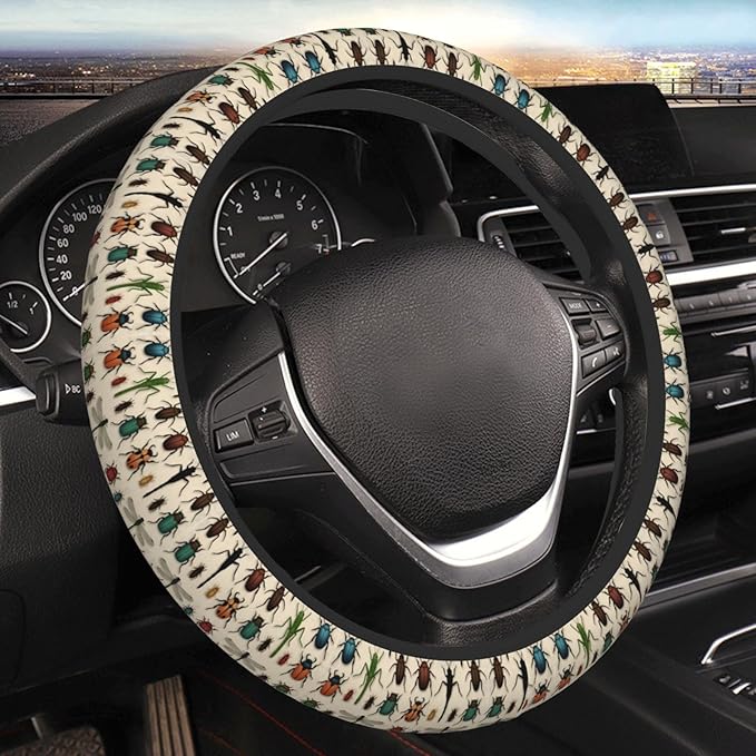Neoprene Steering Wheel Cover Insect Cricket Cartoon Car Steering Wheel Cover Universal Fit for Most Cars