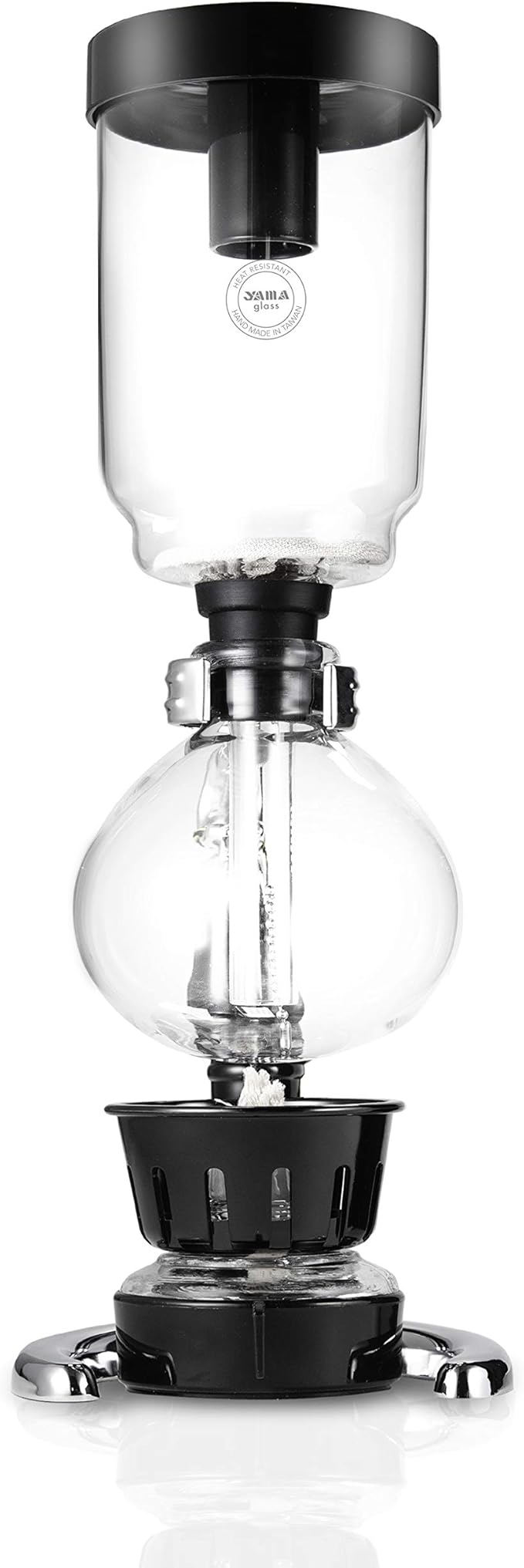 YAMA Glass 3 Cup Tabletop Siphon Gravity Coffee Maker with Alcohol Burner