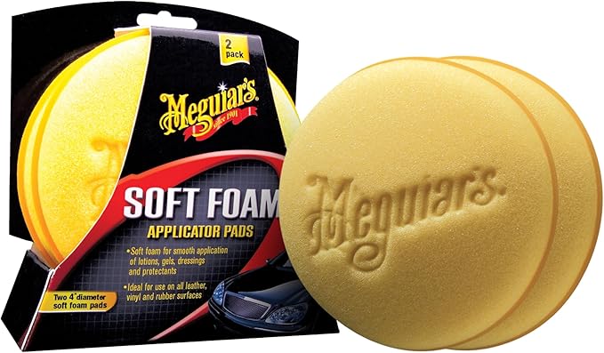 Meguiar's 4” Soft Foam Applicator Pads - Hand Detailing Pad Ideal for Applying Scratch Removers, Polishes, Waxes, Dressings, and Interior Detailing Products - The Perfect Detailing Accessory, 2 Pack
