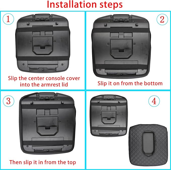 Center Console Armrest Cover for Chevy Silverado/GMC Sierra Accessories 2019-2024 2025 Arm Rest Box Leather Protective Case Middle Console Lid Cushion Pad Only for Jump Seat (Black Stitches)