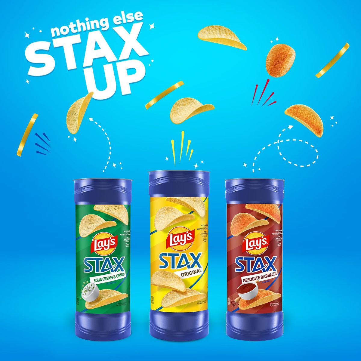 Lay’s Stax Potato Crisps Chips, Mesquite BBQ, Gluten Free, 5.5 Oz Canister Pack