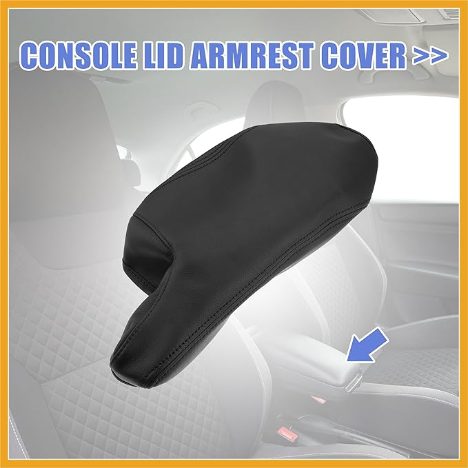 Car Center Console Armrest Cover for Mazda 3 2014-2016 Faux Leather Interior Arm Rest Cover Elbow Cushion Pad Black Replacement