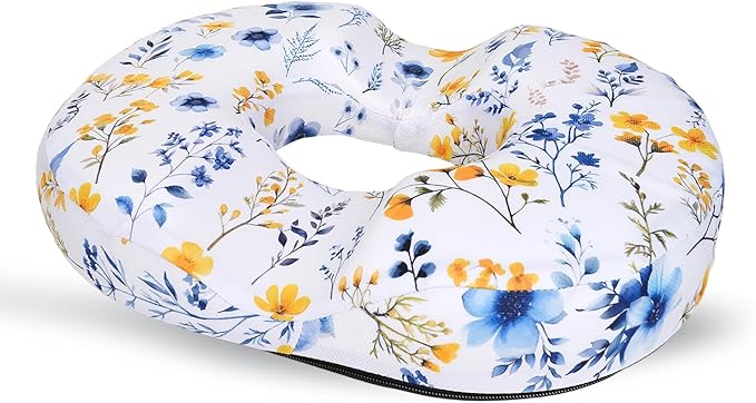 Floral Donut Pillow for Hemorrhoids Seat Cushion for Tailbone Pain Relief - Flower Home Office Chair Cushion for Long Sitting Work - Memory Foam Car Seat Cushions for Driving Butt Pain Pressure Relief