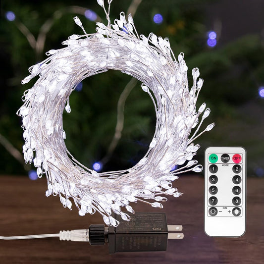 PCORES Fairy Lights, 1000 LED Cool White Copper Wire, 100FT, Waterproof with Remote for Bedroom, Wedding, Christmas Tree Decoration