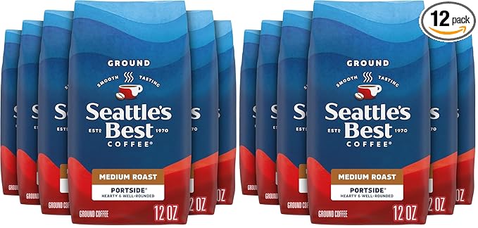Seattle's Best Coffee Portside Blend Medium Roast Ground Coffee | 12 Ounce Bags,(Pack of 12)