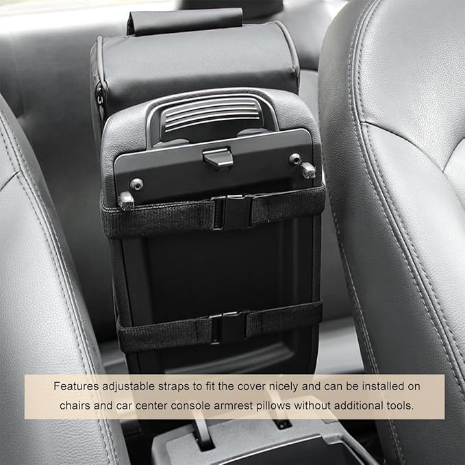 Car Center Console Cover Armrest Pad for Mazda CX 5 2017-2021, Memory Foam Armrests, Made of Leather, Soft and Breathable, with Side Pockets,Black