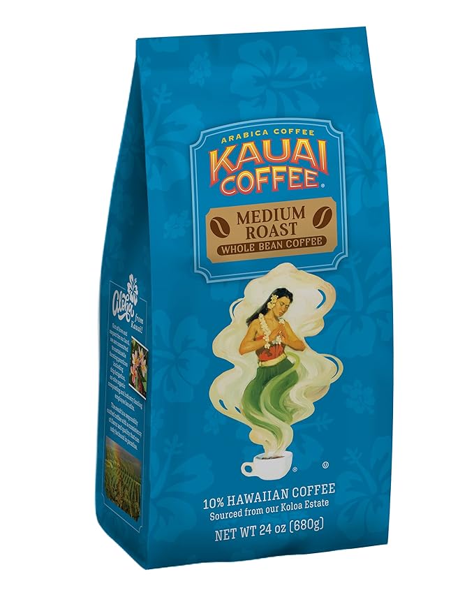 Kauai Coffee Koloa Estate Medium Roast - Whole Bean Coffee,24 oz. Package,(Pack of 2)