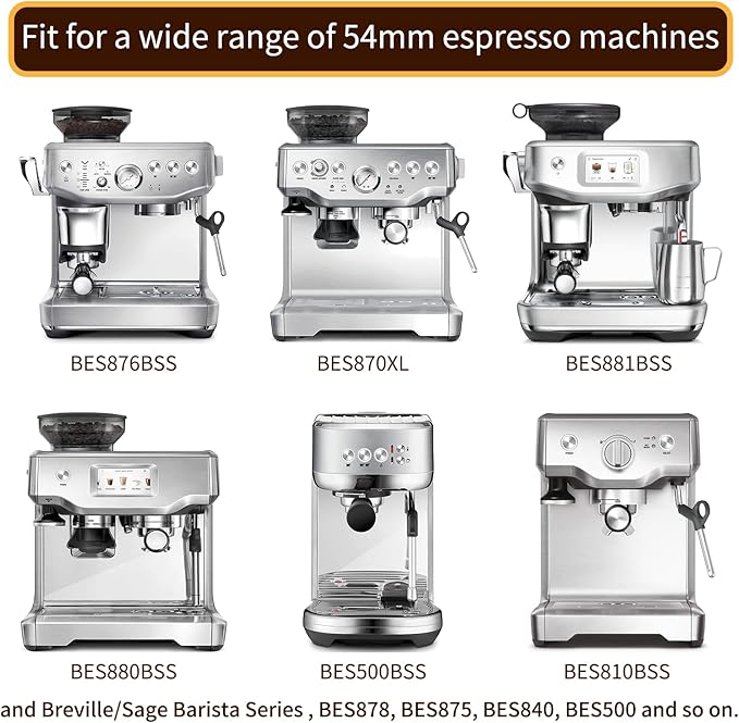 53.5mm WDT Tool Espresso - Espresso Stirrer Distribution Tool with Magnets and Stand, 54mm Dosing Funnel & Puck Screen | Fits Breville 8 Series Espresso Coffee Machines and 54mm Portafilters