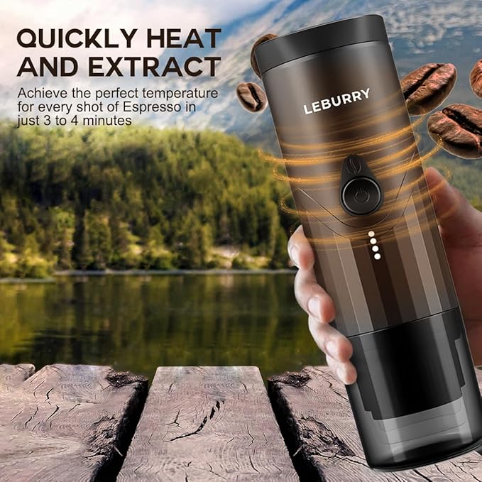 Portable Espresso Machine - Travel Espresso Maker for Both Coffee Ground & Capsules - Battery Powered Coffee Maker - Portable Coffee Maker for Travel, Camping, Home, Office, RV