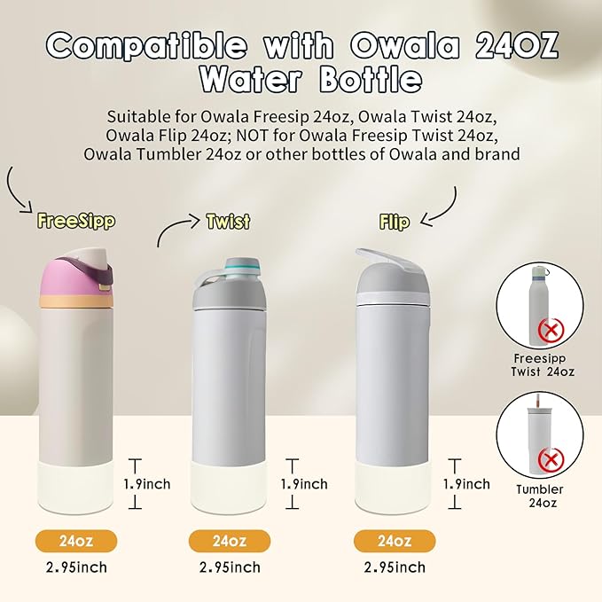 2PCS Silicone Water Bottle Boot, Compatible with Owala 24oz 32oz 40oz, Protective Anti-Scratch & Anti-Dent No Noise Sleeve Cover for FreeSip/Twist/Flip Water Bottles (Daybreak, 24oz)