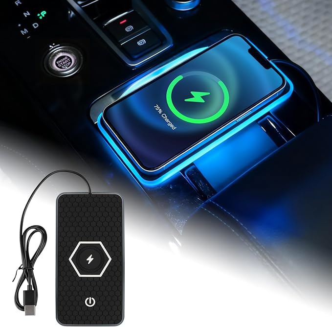 General Wireless Phone Charging Pad with Lighting Silicone Dual Charging Ports Quick Charger Station 15W Adapter for Smartphone Phone (Type-C Without Cigarette Lighter Adapter)