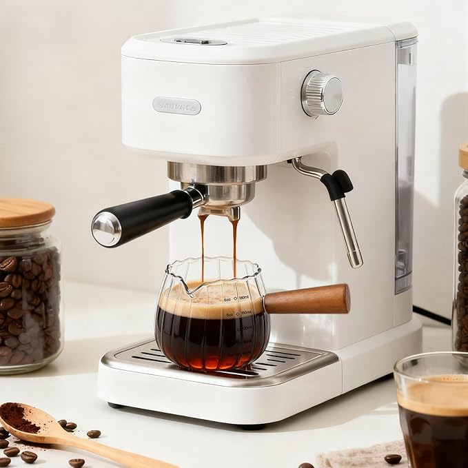 Espresso Cups 6 Oz, Espresso Measuring Cup with Wood Handle, Milk Frothing Cup, Glass Measuring Cup for Coffee, Milk, Tea or Maple Syrup Serving